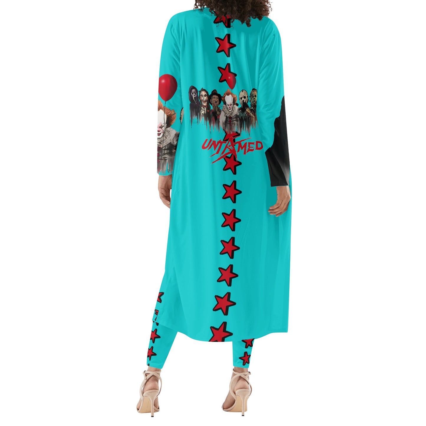 Un-Tamed S.O.S Edition Womens Turquoise Long Sleeve Cardigan and Leggings 2pcs