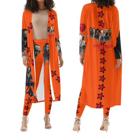 Un-Tamed S.O.S Edition Womens Dark Orange Long Sleeve Cardigan and Leggings 2pcs