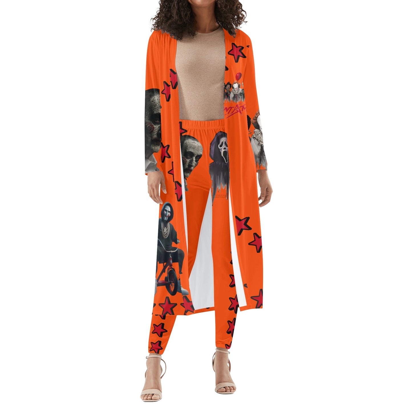 Un-Tamed S.O.S Edition Womens Dark Orange Long Sleeve Cardigan and Leggings 2pcs