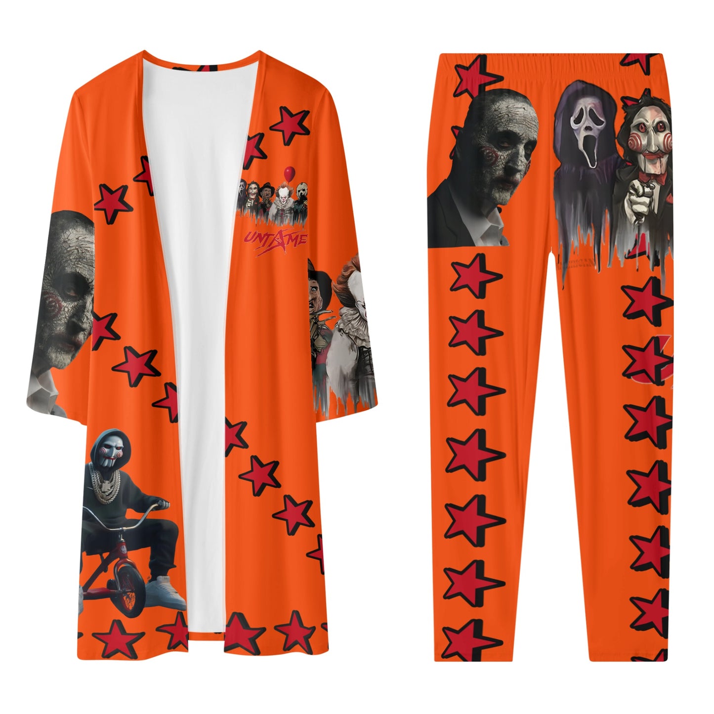 Un-Tamed S.O.S Edition Womens Dark Orange Long Sleeve Cardigan and Leggings 2pcs