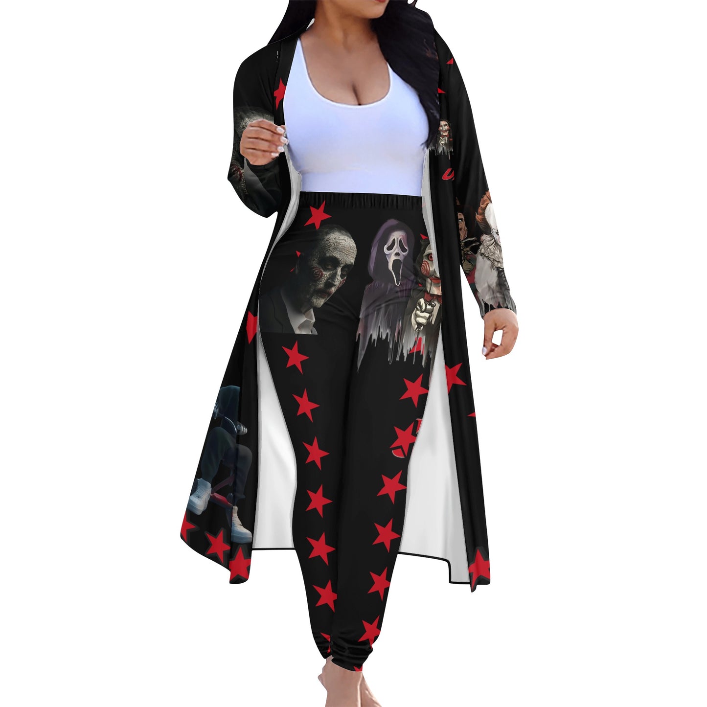 Un-Tamed S.O.S Edition Womens Black Long Sleeve Cardigan and Leggings 2pcs