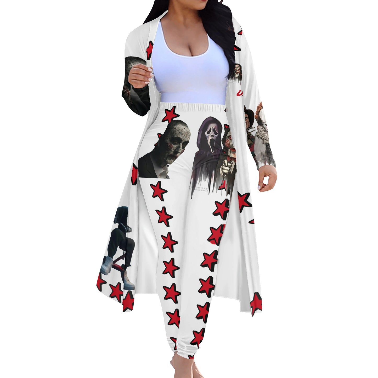 Un-Tamed S.O.S Edition Womens White Long Sleeve Cardigan and Leggings 2pcs