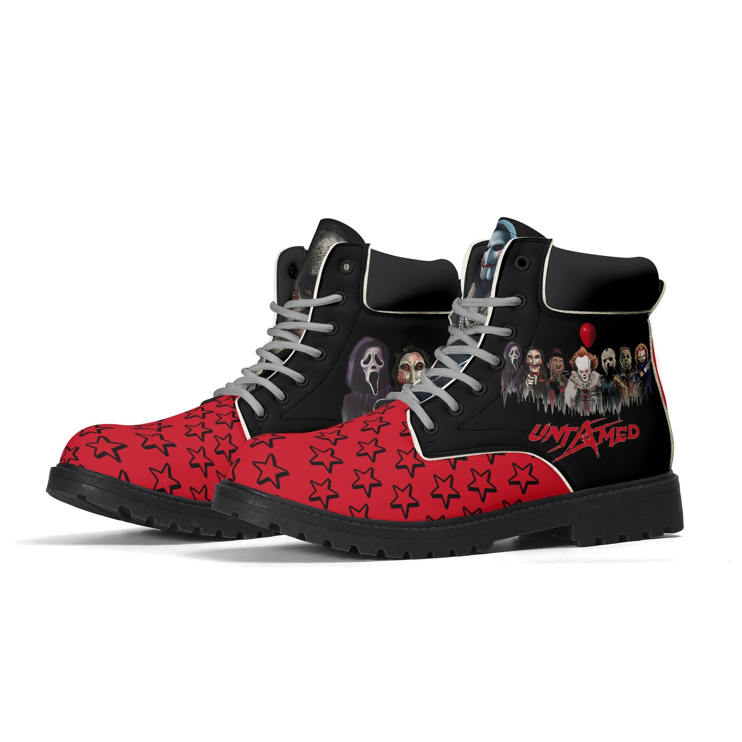 Un-Tamed S.O.S Edition Mens Black/Red Leather All Season Boots