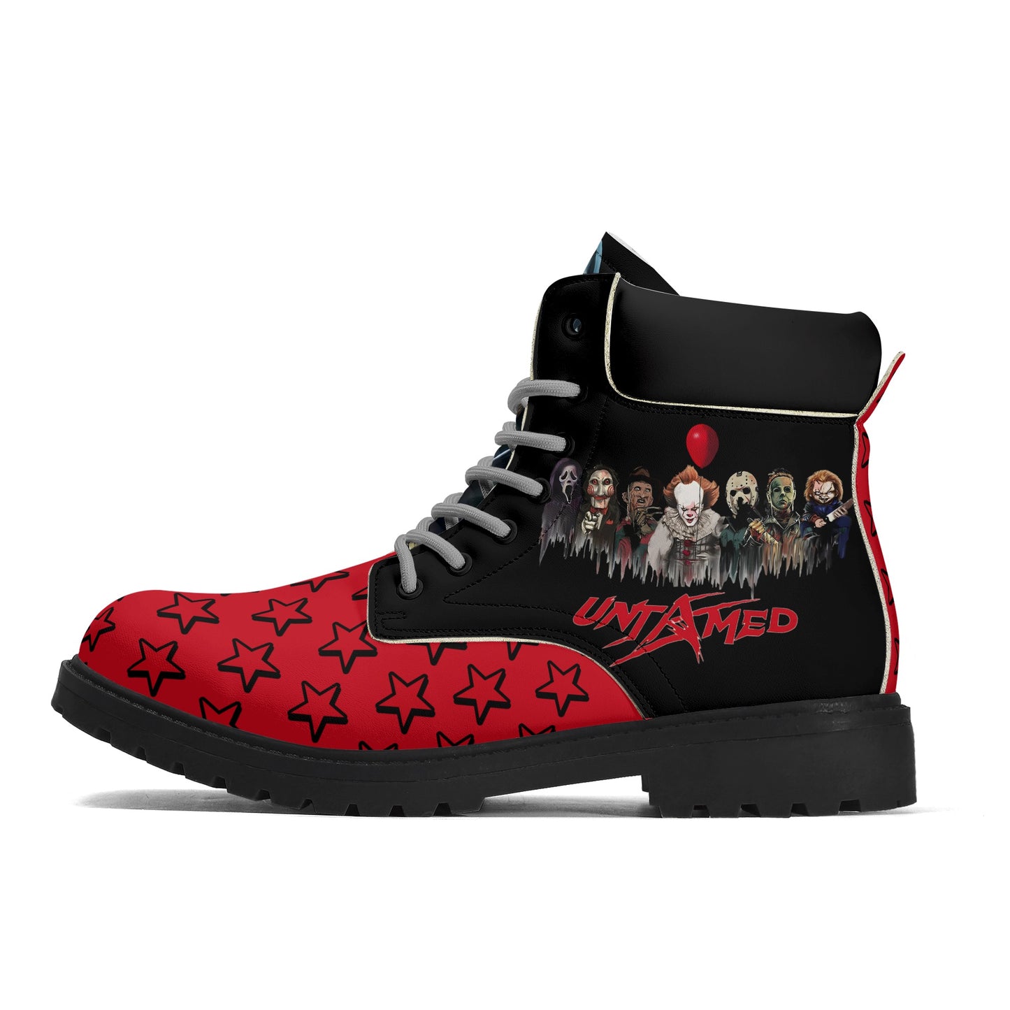 Un-Tamed S.O.S Edition Mens Black/Red Leather All Season Boots