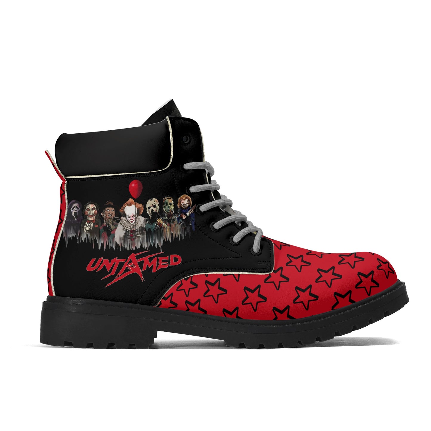 Un-Tamed S.O.S Edition Mens Black/Red Leather All Season Boots