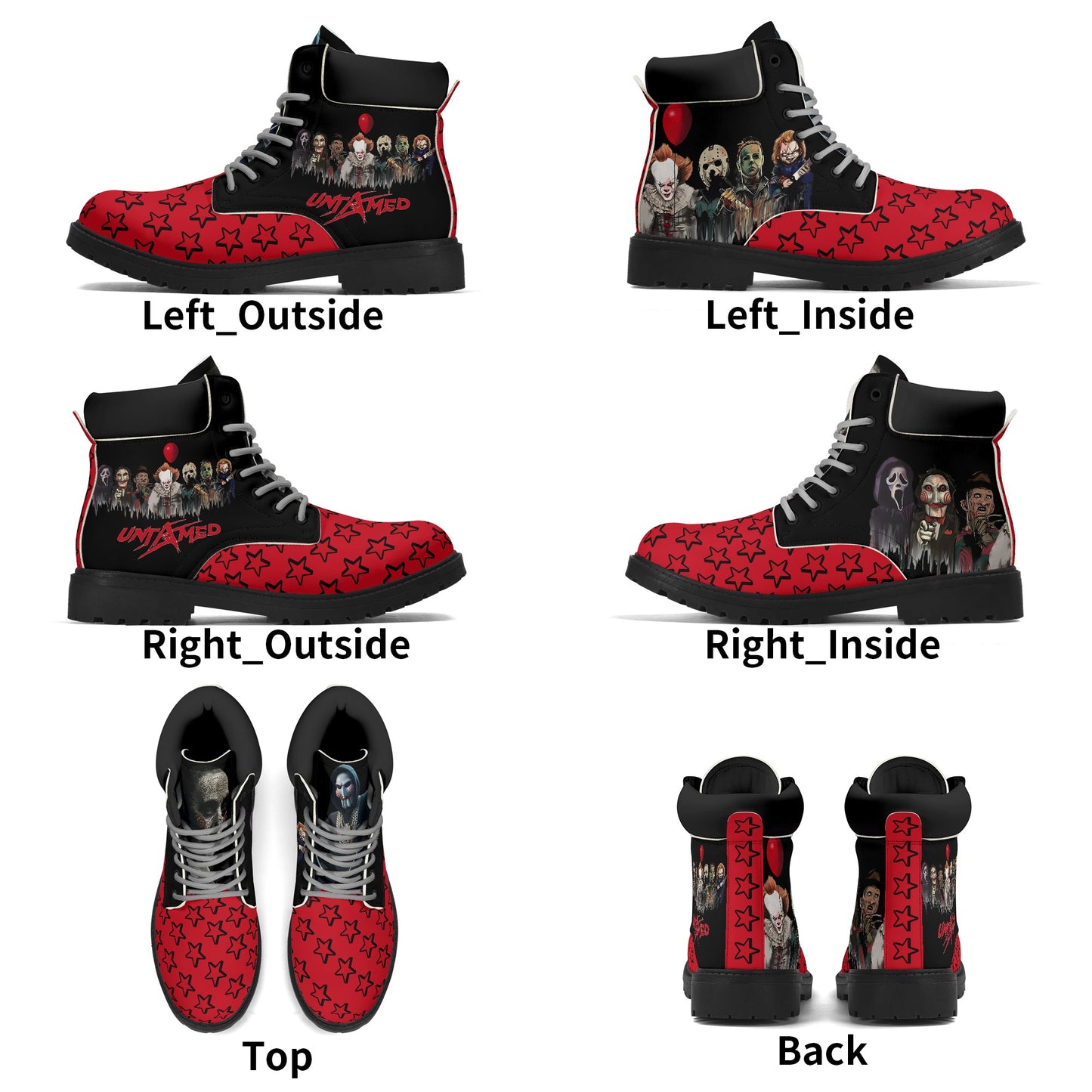 Un-Tamed S.O.S Edition Mens Black/Red Leather All Season Boots