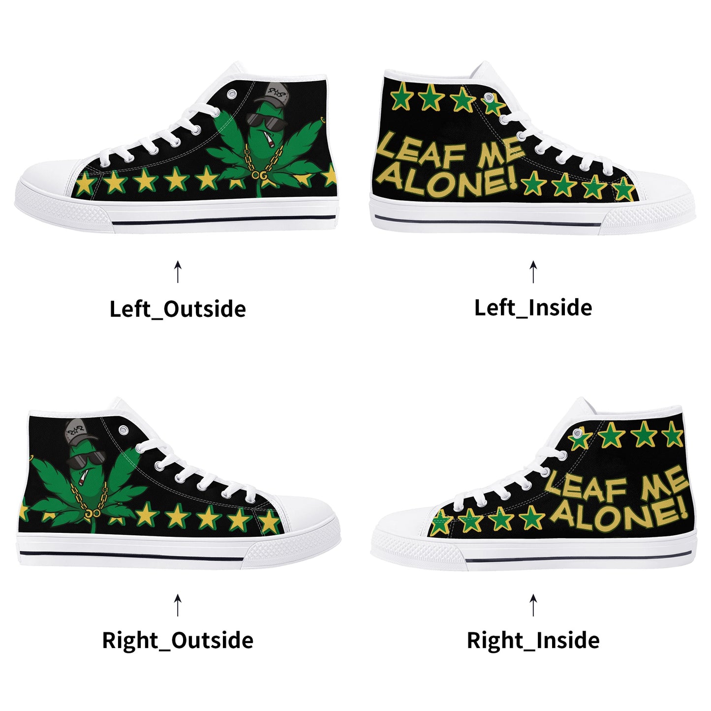 Leaf Me Alone 3.0 420  Edition Mens Black Lightweight High Top Star Kicks