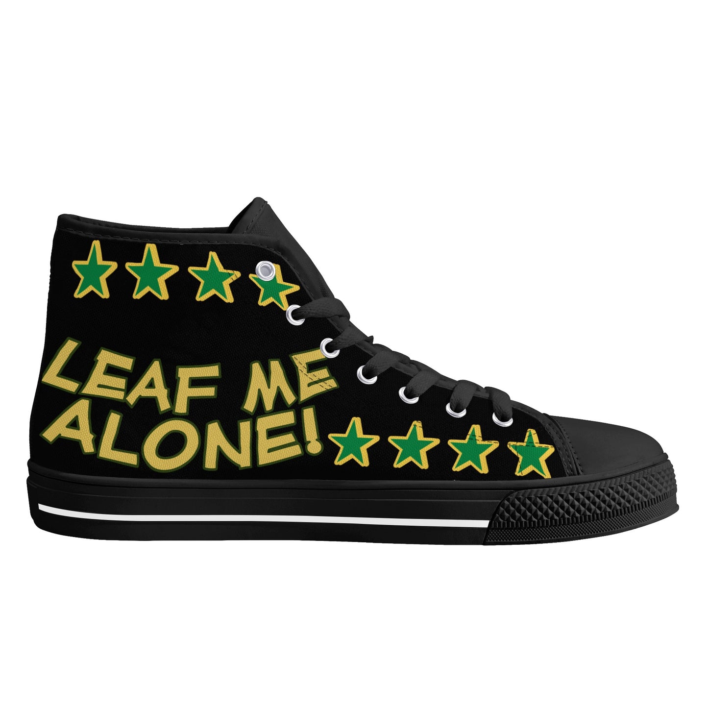 Leaf Me Alone 3.0 420  Edition Mens Black Lightweight High Top Star Kicks