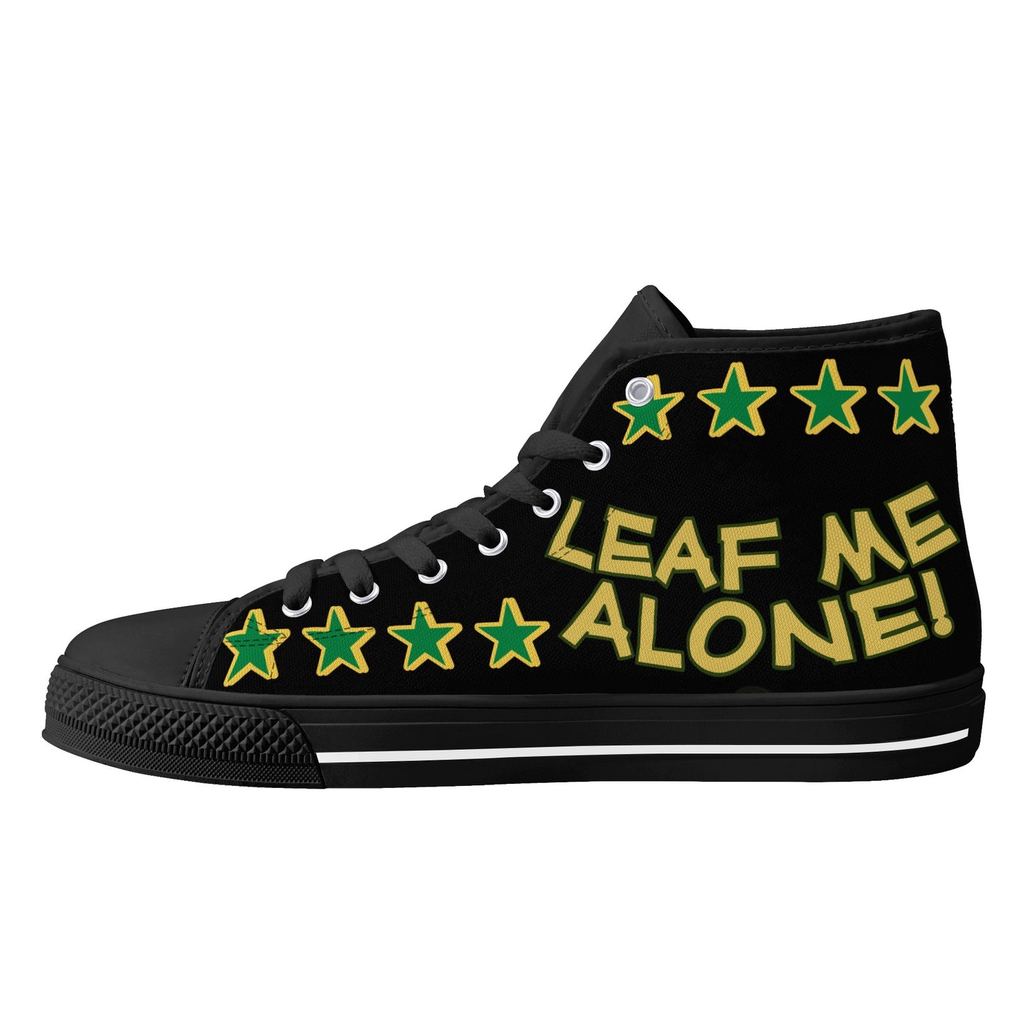 Leaf Me Alone 3.0 420  Edition Mens Black Lightweight High Top Star Kicks