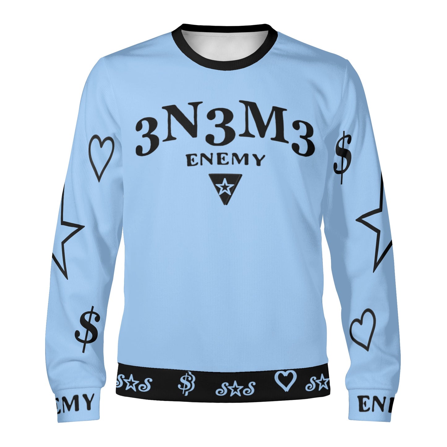 3.N.3.M.3 Enemy S.O.S Limited Edition Black/SkyBlue Adult Crewneck Sweatshirt