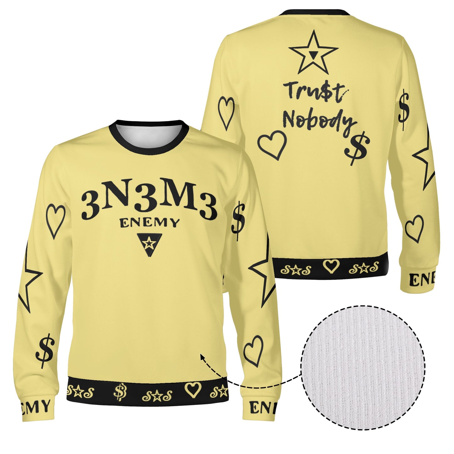 3.N.3.M.3 Enemy S.O.S Limited Edition Black/Tan Adult Crewneck Sweatshirt