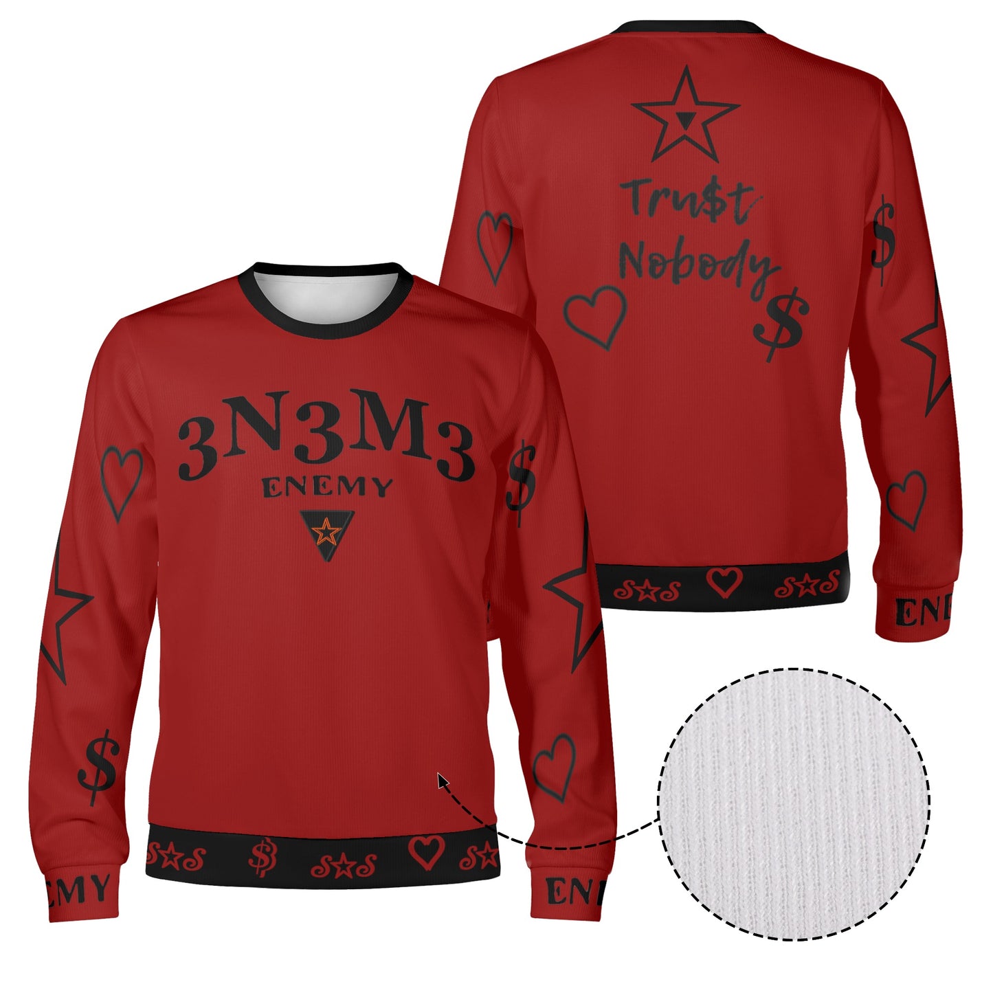 3.N.3.M.3 Enemy S.O.S Limited Edition Black/Maroon Adult Crewneck Sweatshirt