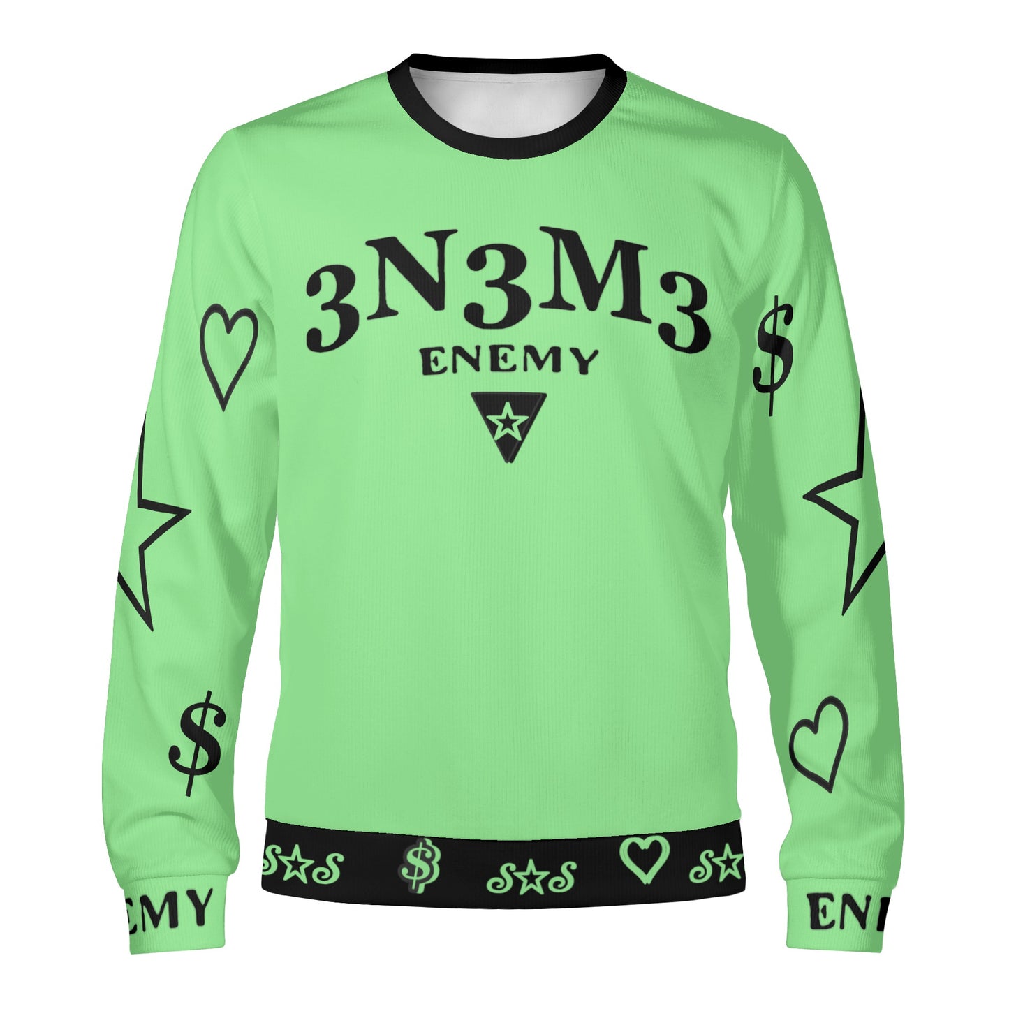 3.N.3.M.3 Enemy S.O.S Limited Edition Black/MintGreen Adult Crewneck Sweatshirt