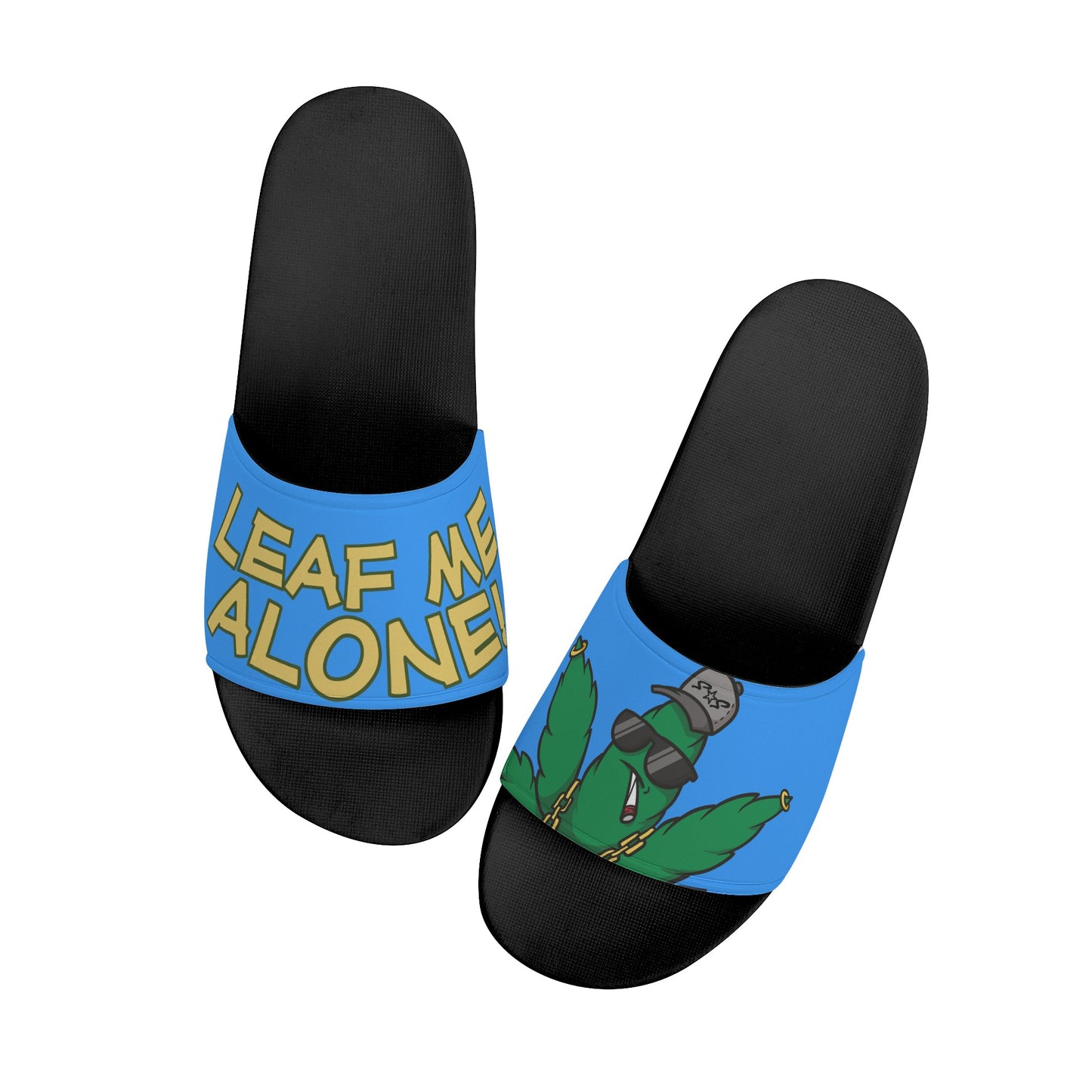 Leaf Me Alone 3.0 420 S.O.S Edition Mens Blue Star Slides