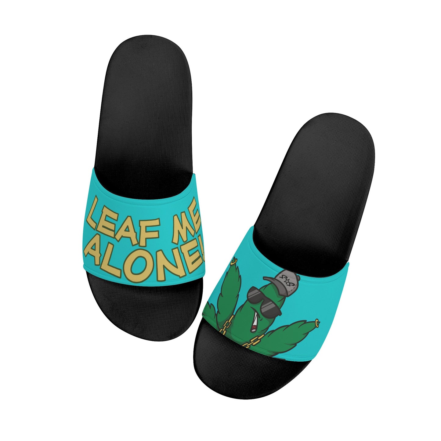 Leaf Me Alone 3.0 420 S.O.S Edition Mens Turquoise Star Slides