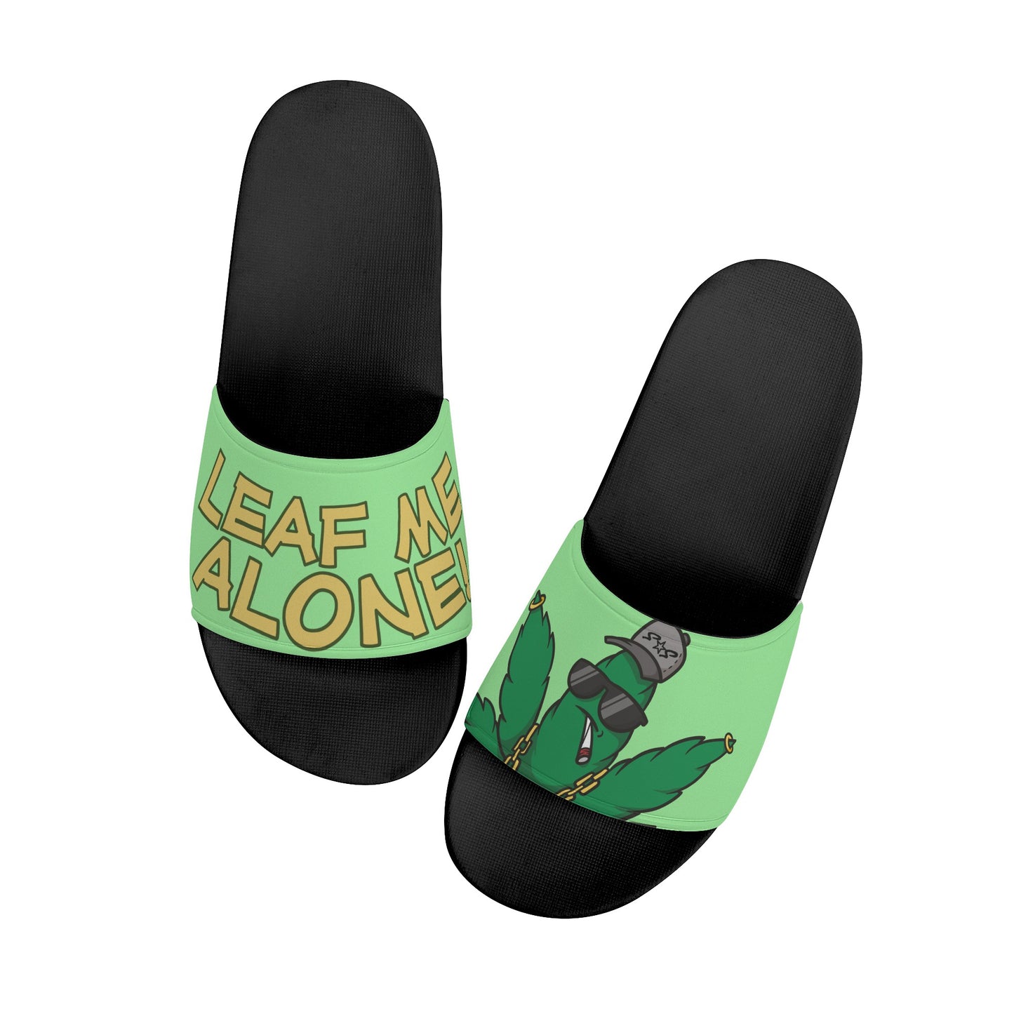 Leaf Me Alone 3.0 420 S.O.S Edition Mens Mint Green Star Slides