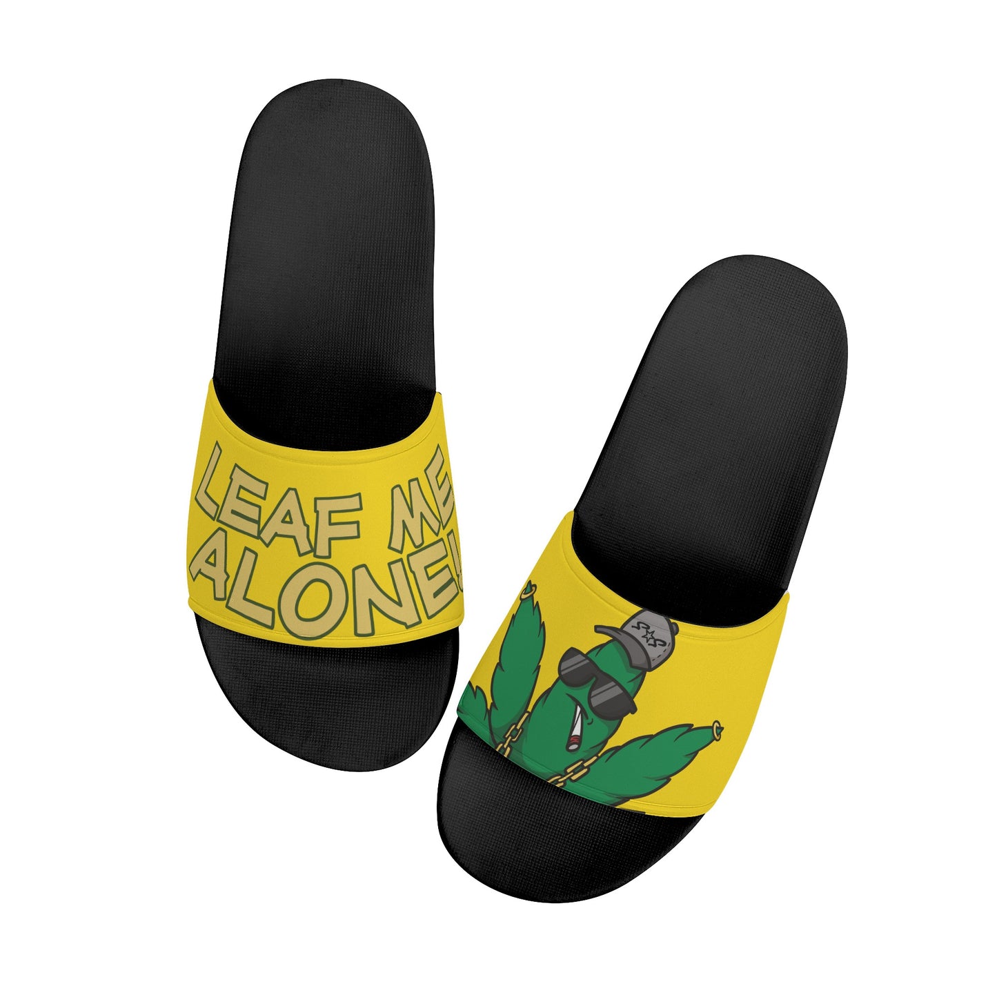 Leaf Me Alone 3.0 420 S.O.S Edition Mens Gold Star Slides