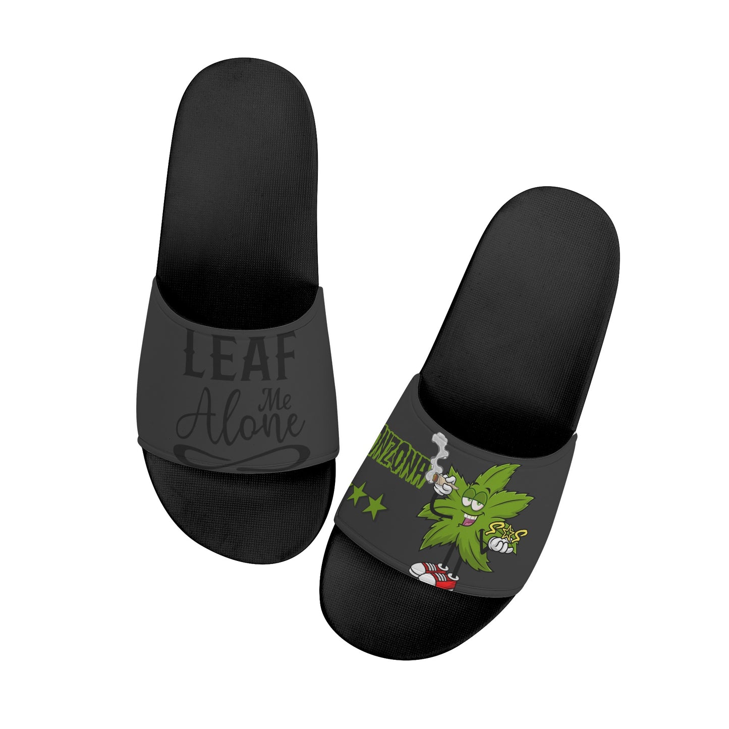 Leaf Me Alone 2.0 420 S.O.S Edition Mens Black Star Slides