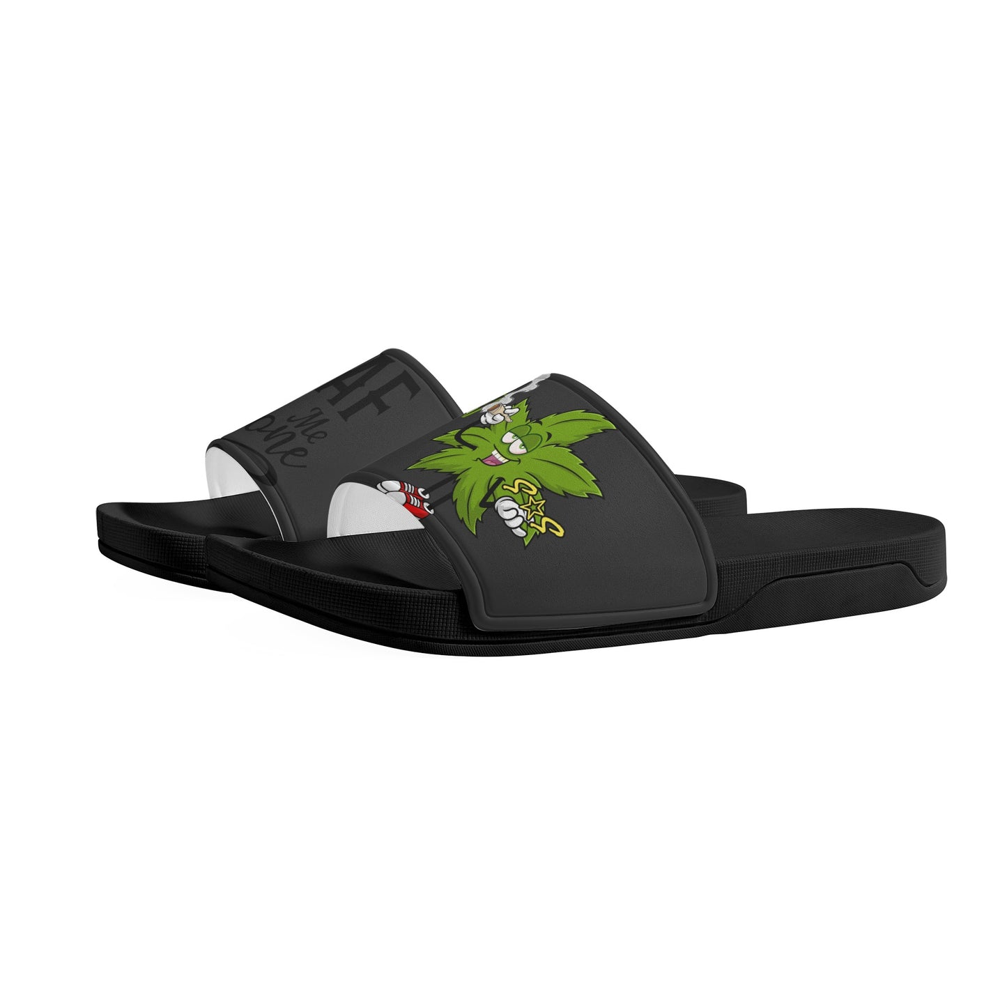 Leaf Me Alone 2.0 420 S.O.S Edition Mens Black Star Slides