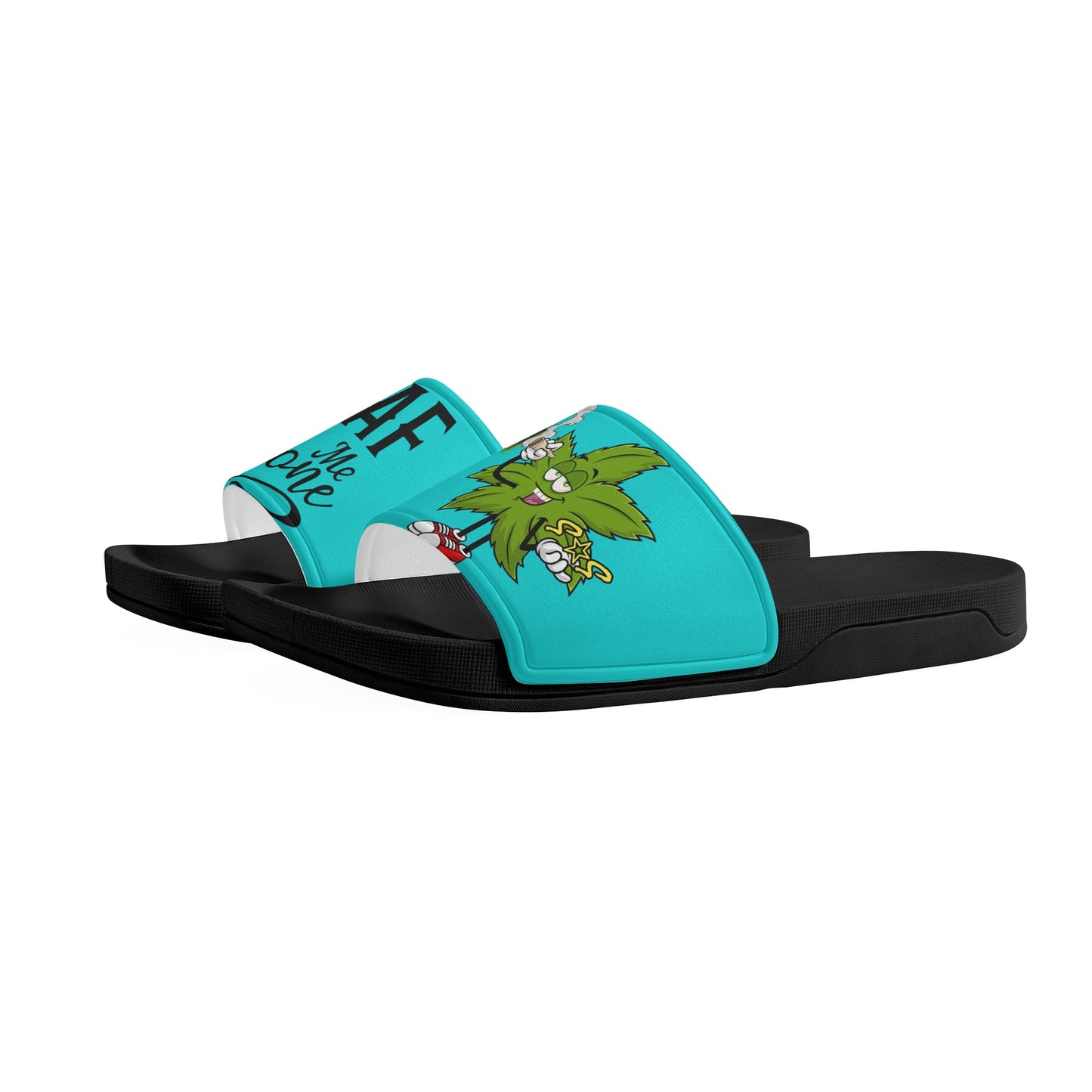 Leaf Me Alone 2.0 420 S.O.S Edition Mens Turquoise Star Slides