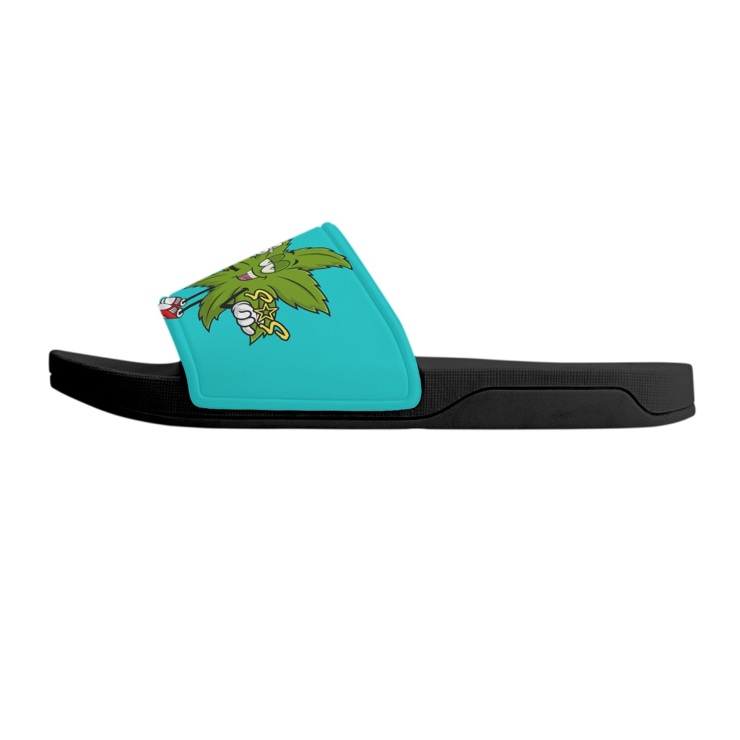 Leaf Me Alone 2.0 420 S.O.S Edition Mens Turquoise Star Slides