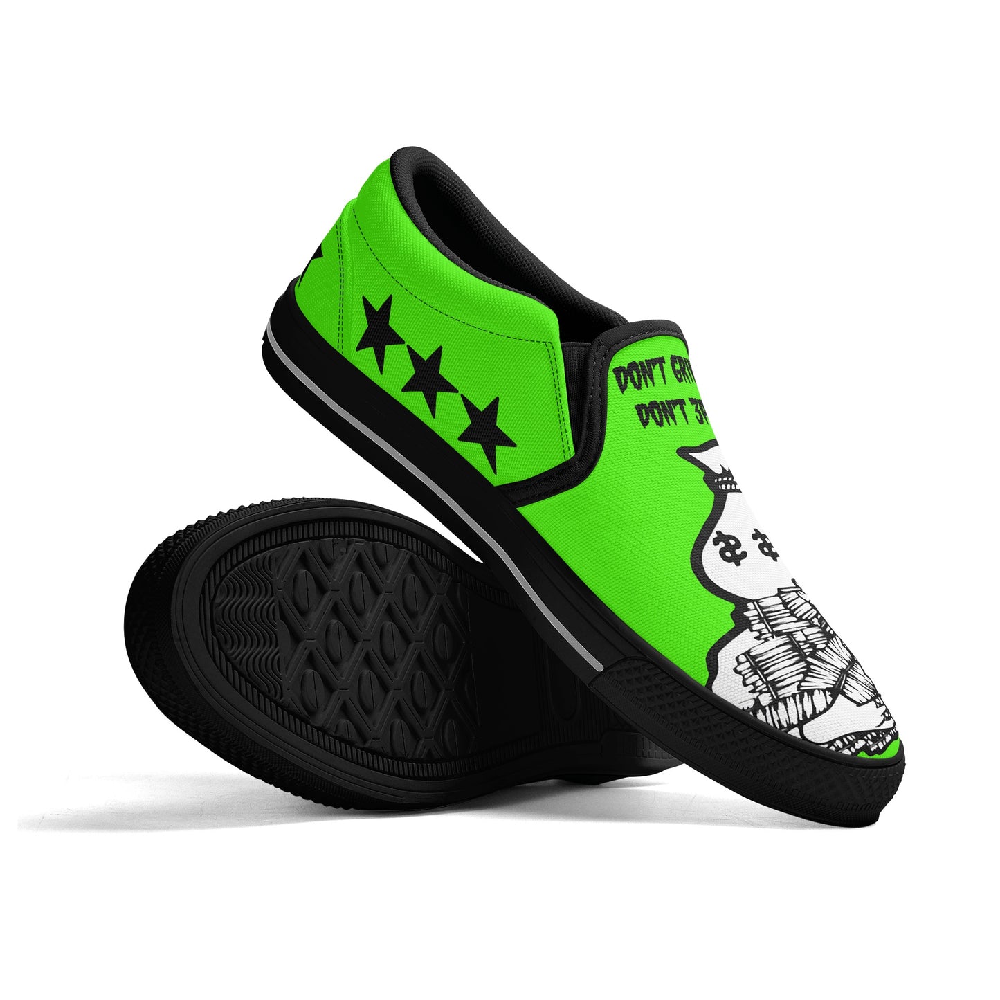 Money Man D.G.D.E (Dont Grind Dont Eat) Mens Goo Green Slip On Star Kicks