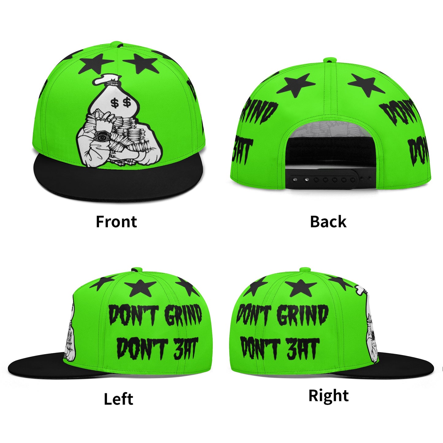 Money Man D.G.D.E (Dont Grind Dont Eat) Goo Green Snapbacks