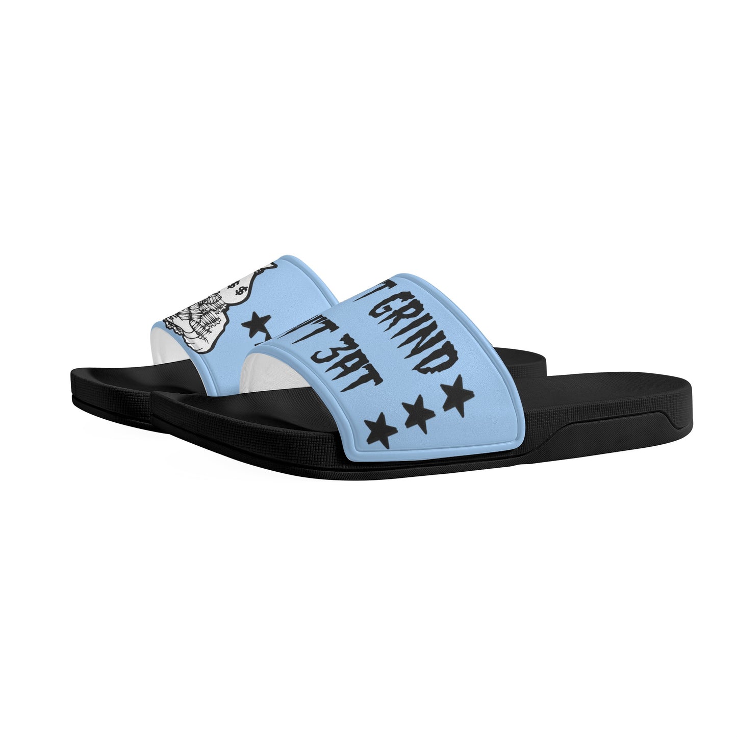 Money Man D.G.D.E (Dont Grind Dont Eat) Mens Sky Blue Star Slides