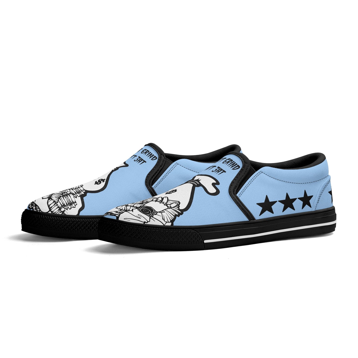 Money Man D.G.D.E (Dont Grind Dont Eat) Mens Sky Blue Slip On Star Kicks