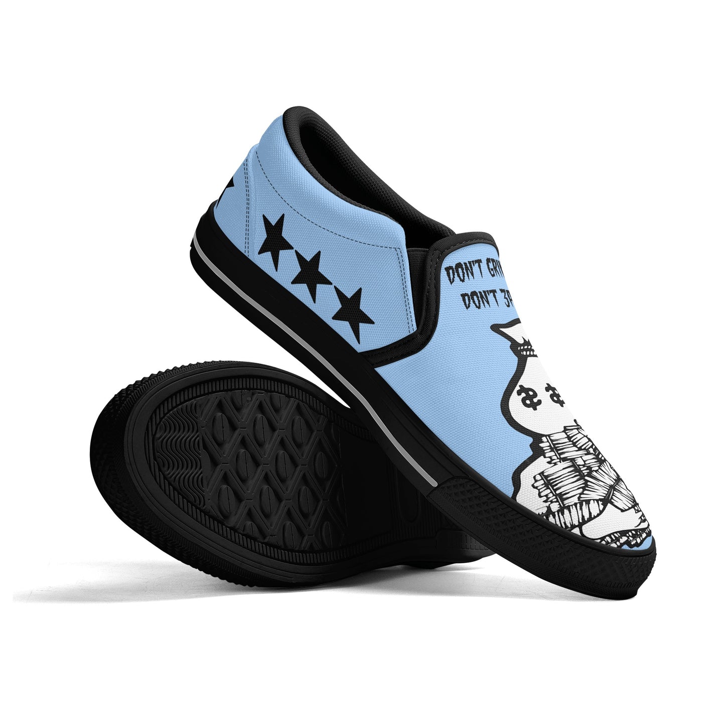 Money Man D.G.D.E (Dont Grind Dont Eat) Mens Sky Blue Slip On Star Kicks