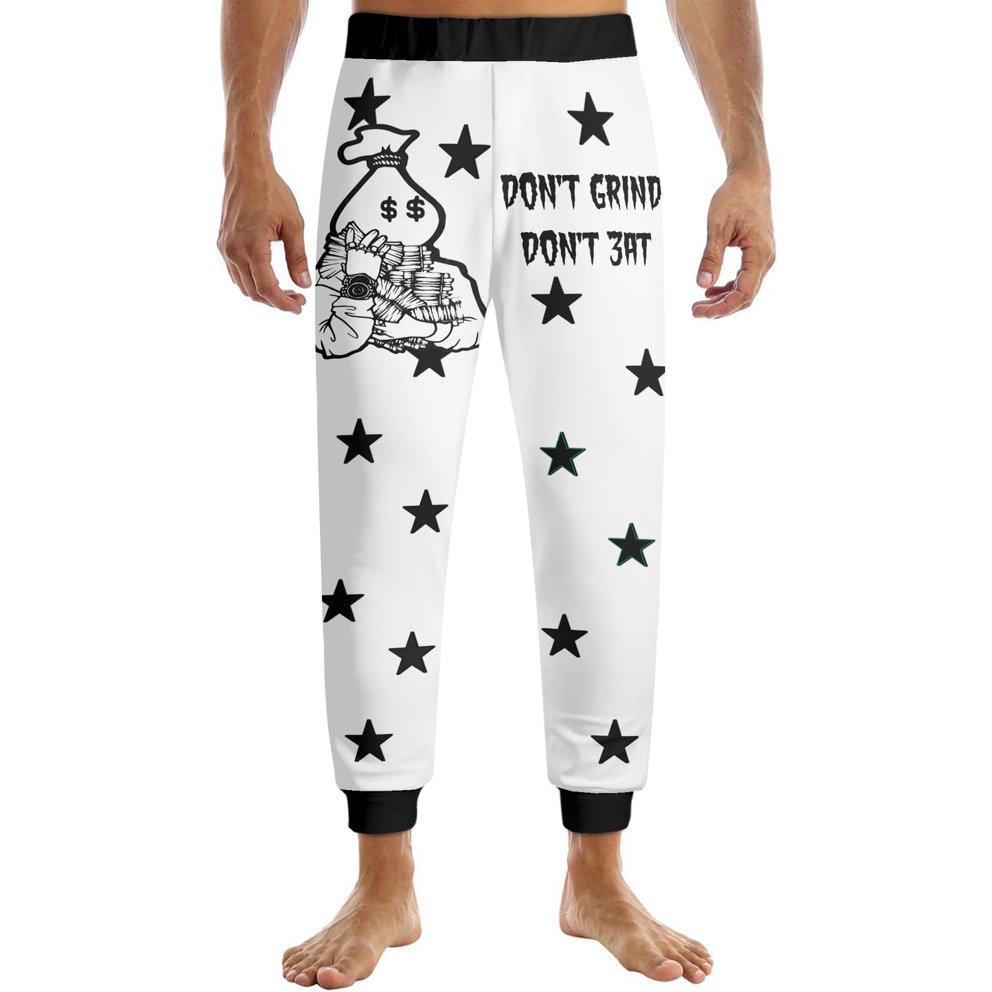 Money Man D.G.D.E (Dont Grind Dont Eat) Mens White Sweatpants