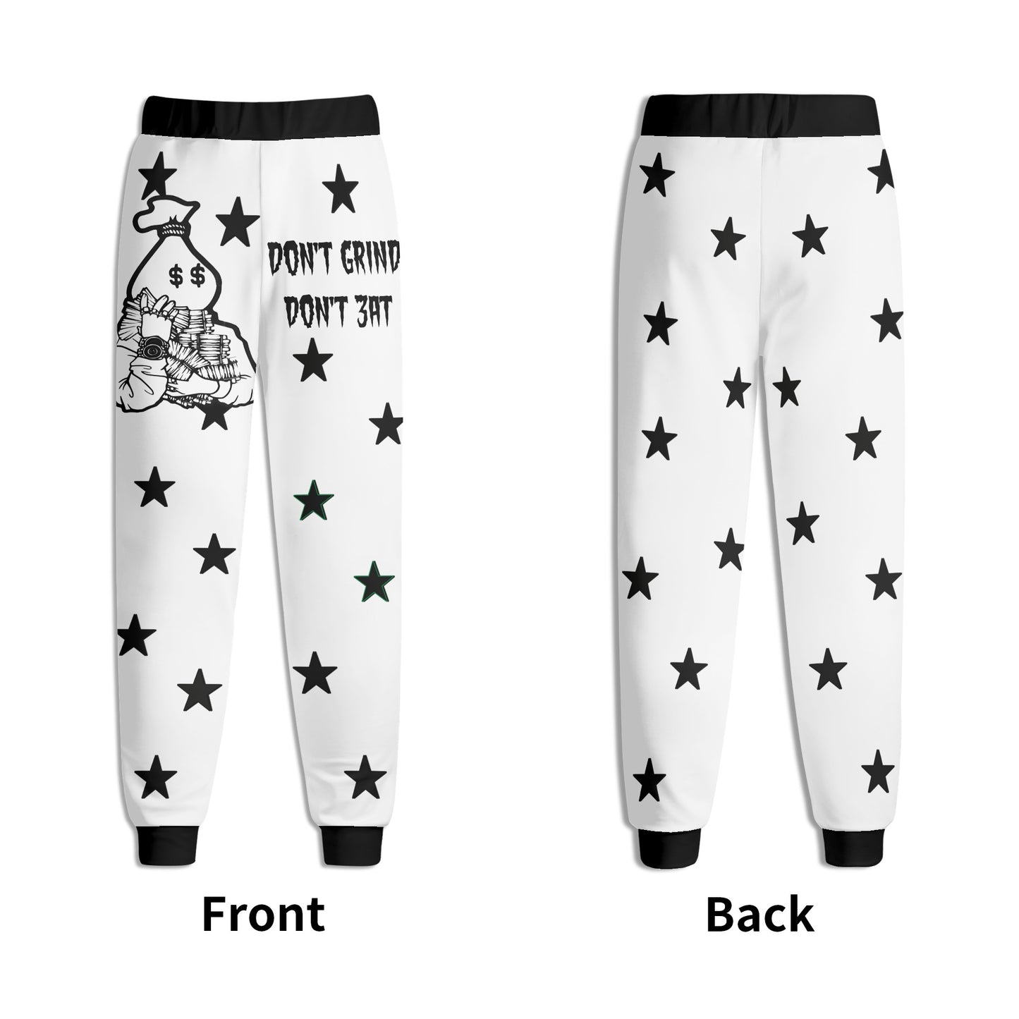 Money Man D.G.D.E (Dont Grind Dont Eat) Mens White Sweatpants