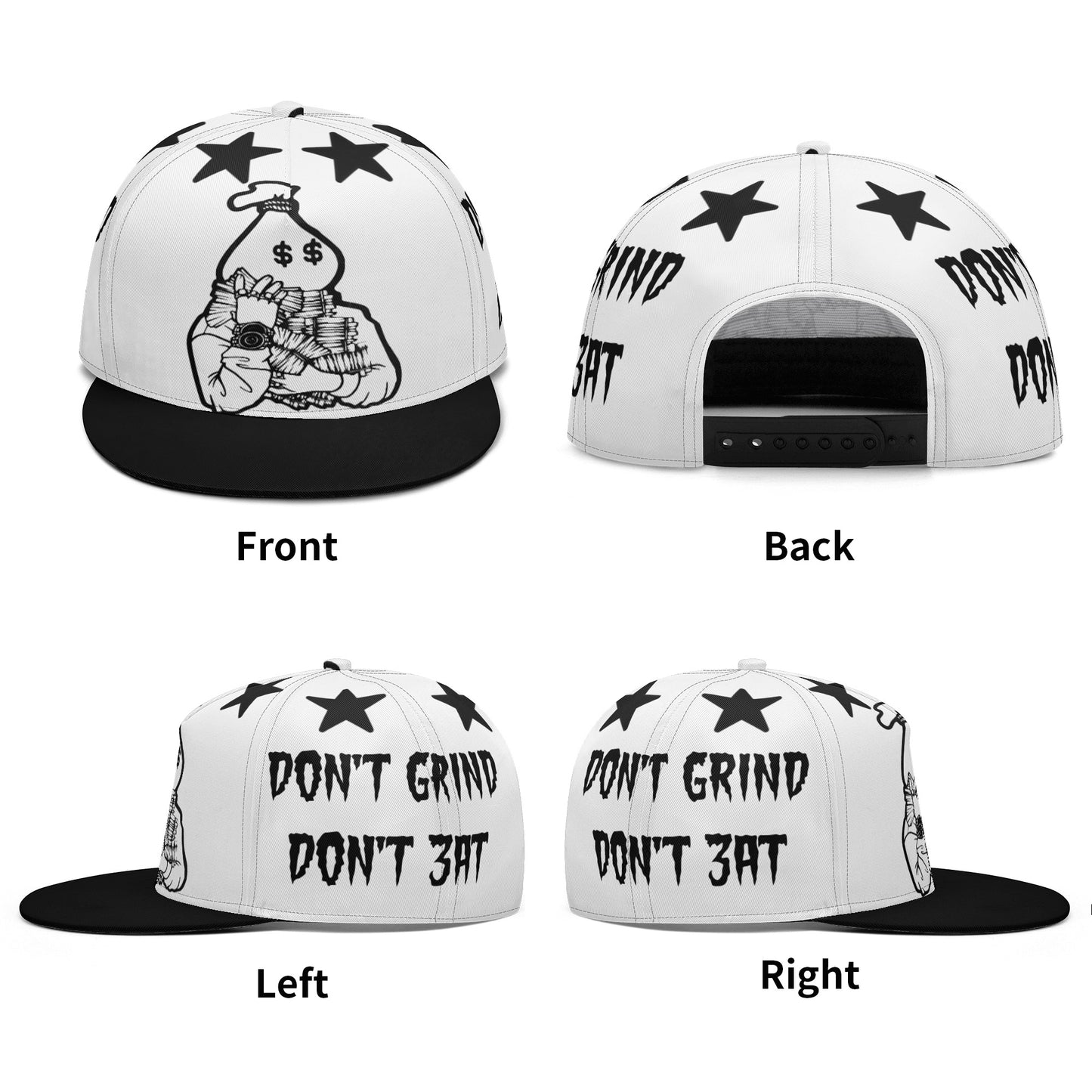 Money Man D.G.D.E (Dont Grind Dont Eat) White Snapbacks