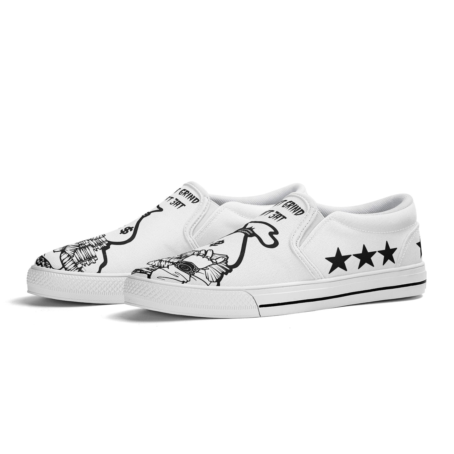 Money Man D.G.D.E (Dont Grind Dont Eat) Mens White Slip On Star Kicks