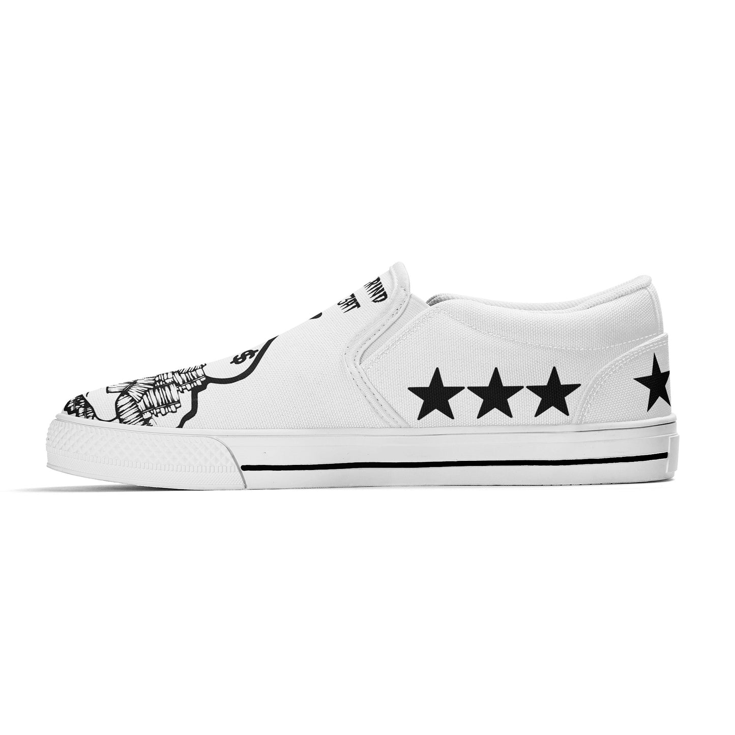 Money Man D.G.D.E (Dont Grind Dont Eat) Mens White Slip On Star Kicks