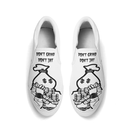 Money Man D.G.D.E (Dont Grind Dont Eat) Mens White Slip On Star Kicks