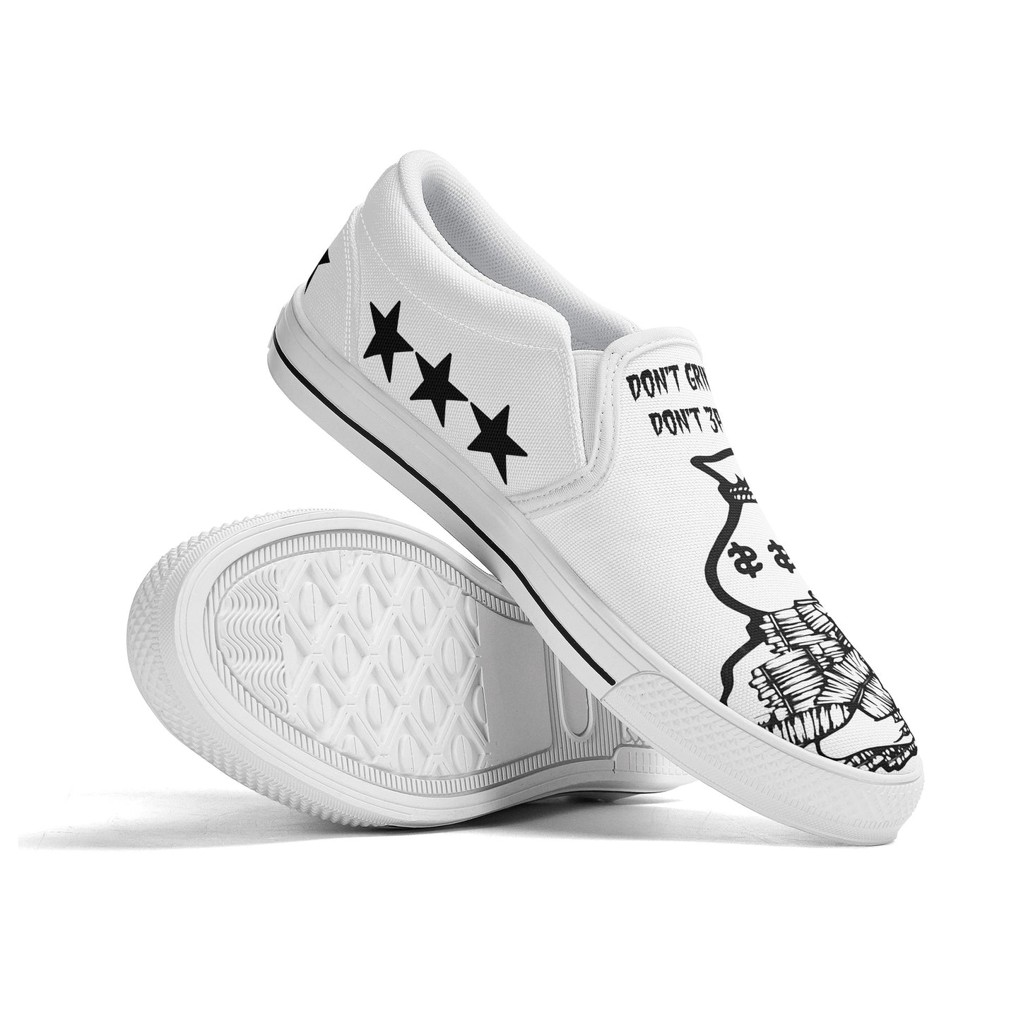 Money Man D.G.D.E (Dont Grind Dont Eat) Mens White Slip On Star Kicks