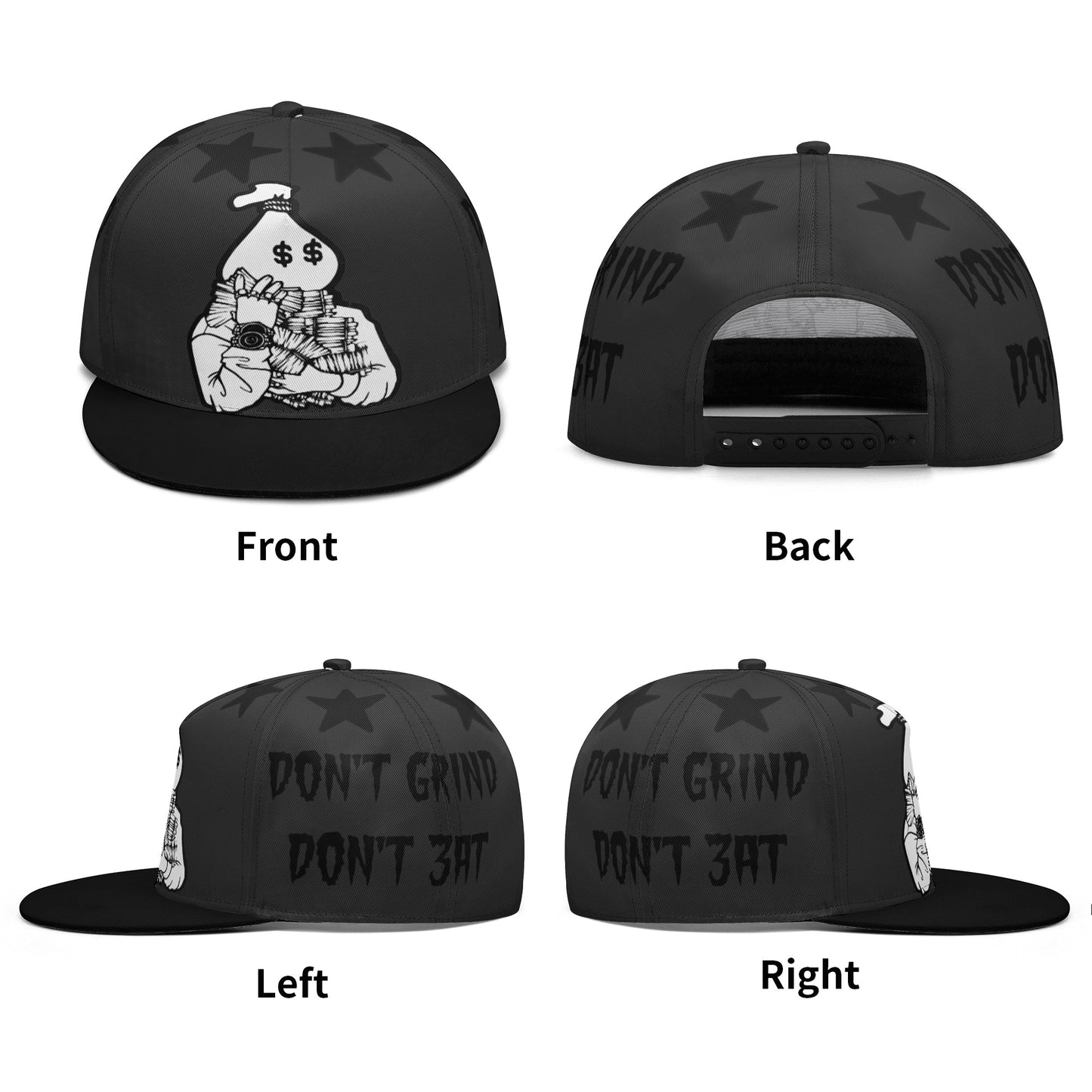 Money Man D.G.D.E (Dont Grind Dont Eat) Black Snapbacks