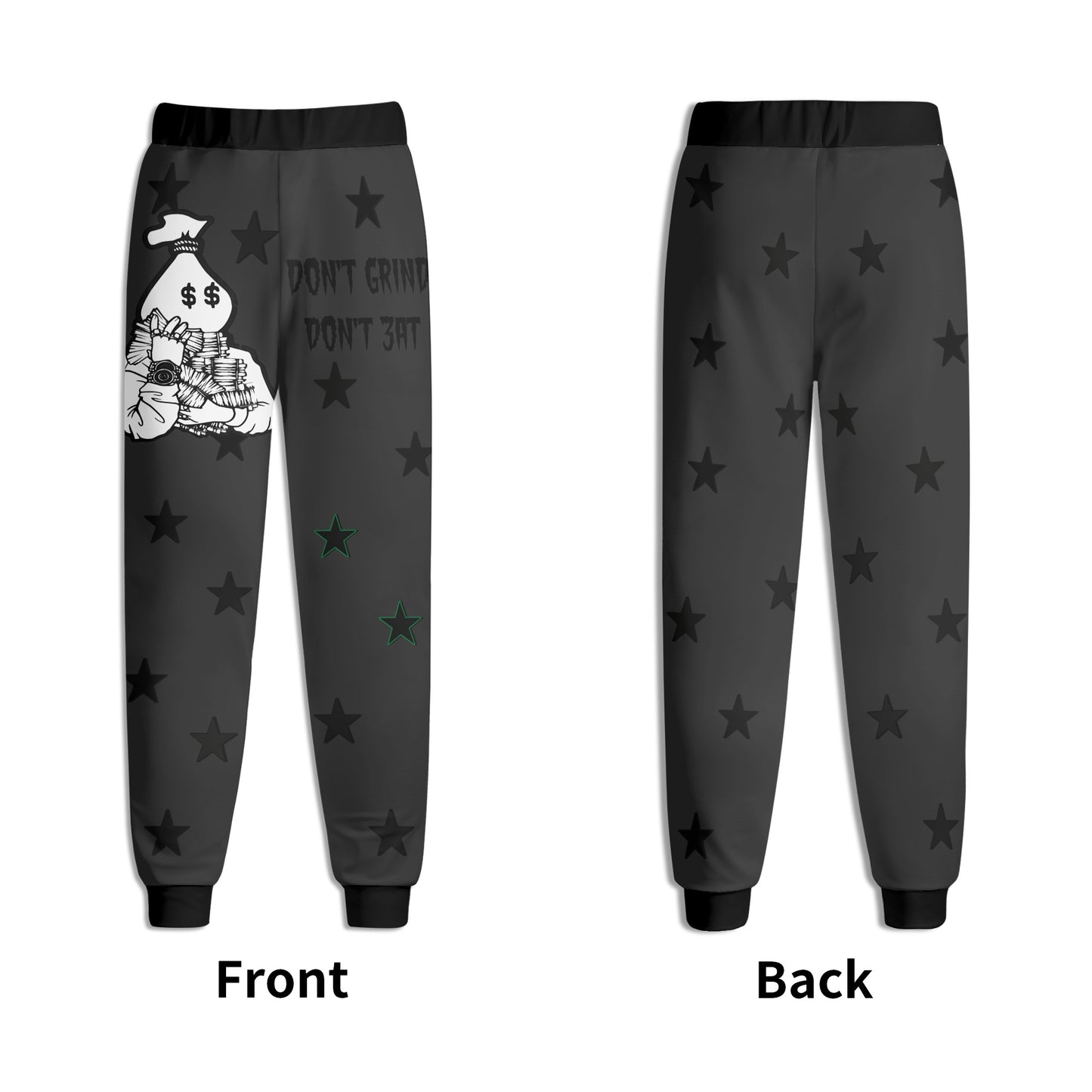 Money Man D.G.D.E (Dont Grind Dont Eat) Mens Black Sweatpants