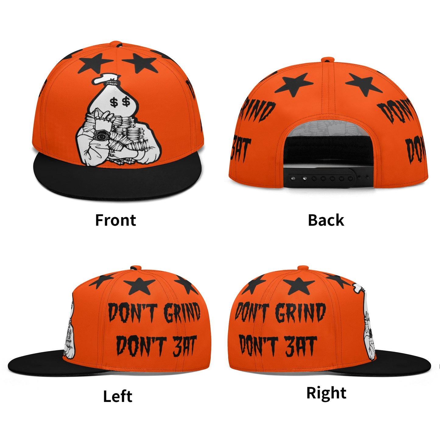 Money Man D.G.D.E (Dont Grind Dont Eat) Dark Orange Snapbacks