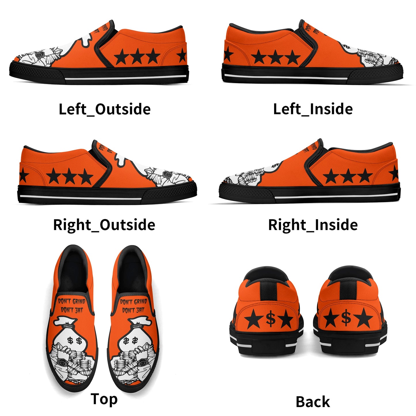 Money Man D.G.D.E (Dont Grind Dont Eat) Mens Dark Orange Slip On Star Kicks