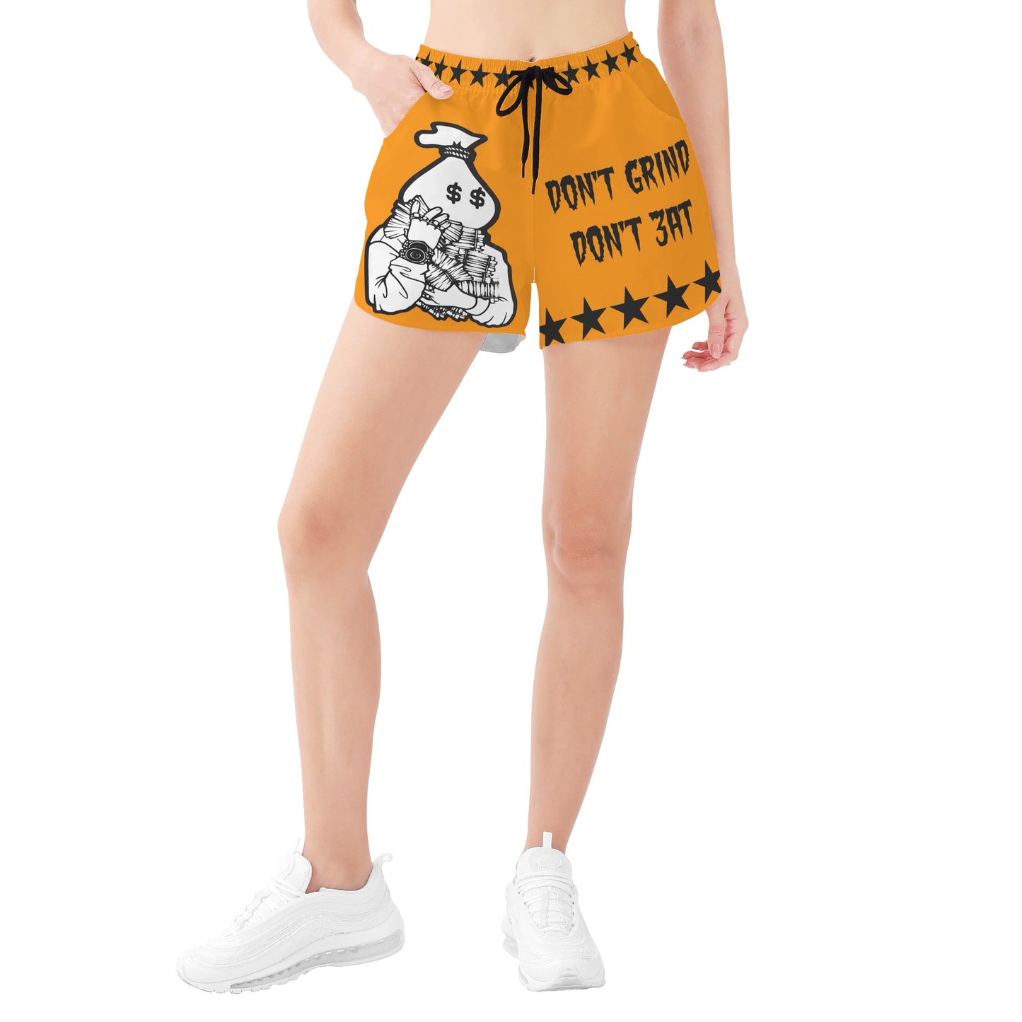 Money Man D.G.D.E (Dont Grind Dont Eat) Edition Womens Orange Shorts