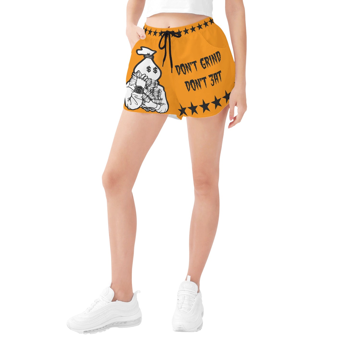 Money Man D.G.D.E (Dont Grind Dont Eat) Edition Womens Orange Shorts