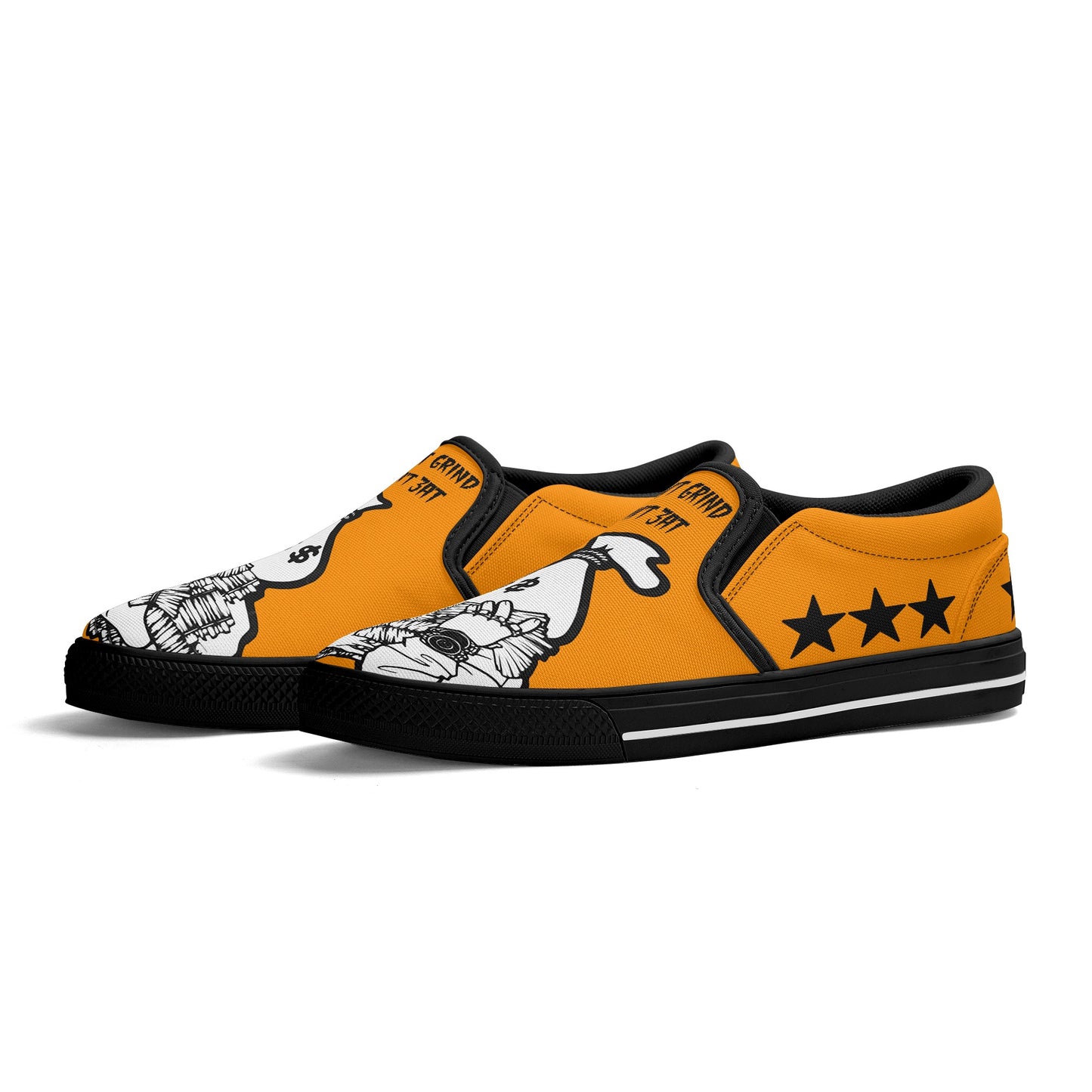 Money Man D.G.D.E (Dont Grind Dont Eat) Mens Orange Slip On Star Kicks