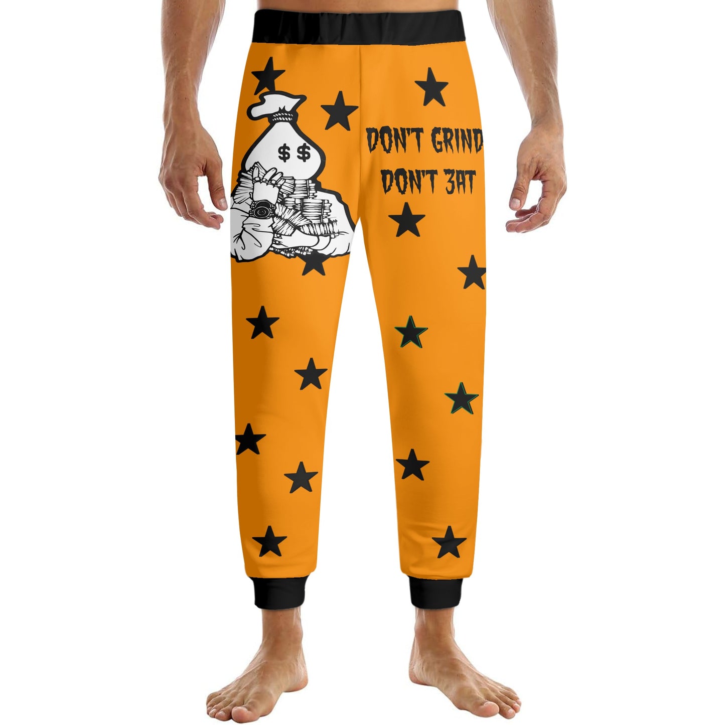 Money Man D.G.D.E (Dont Grind Dont Eat) Mens Orange Sweatpants