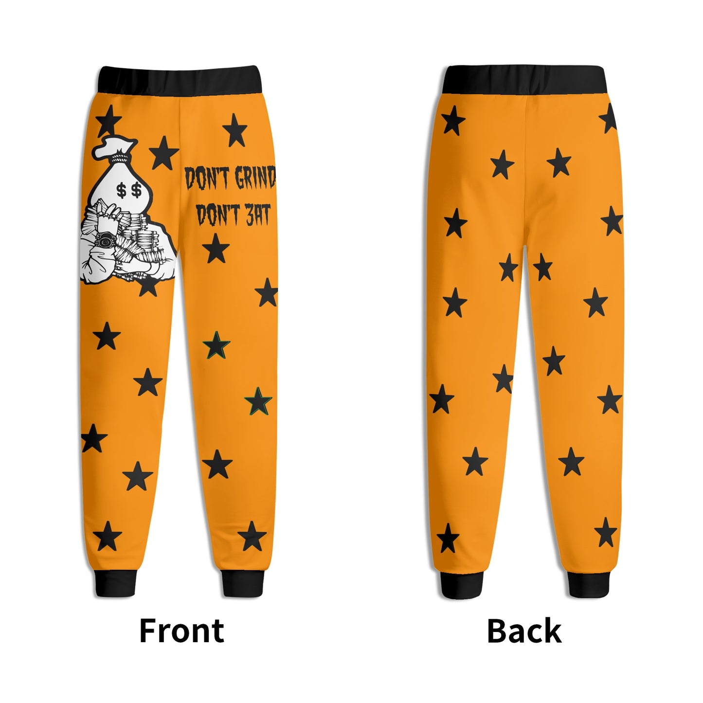 Money Man D.G.D.E (Dont Grind Dont Eat) Mens Orange Sweatpants