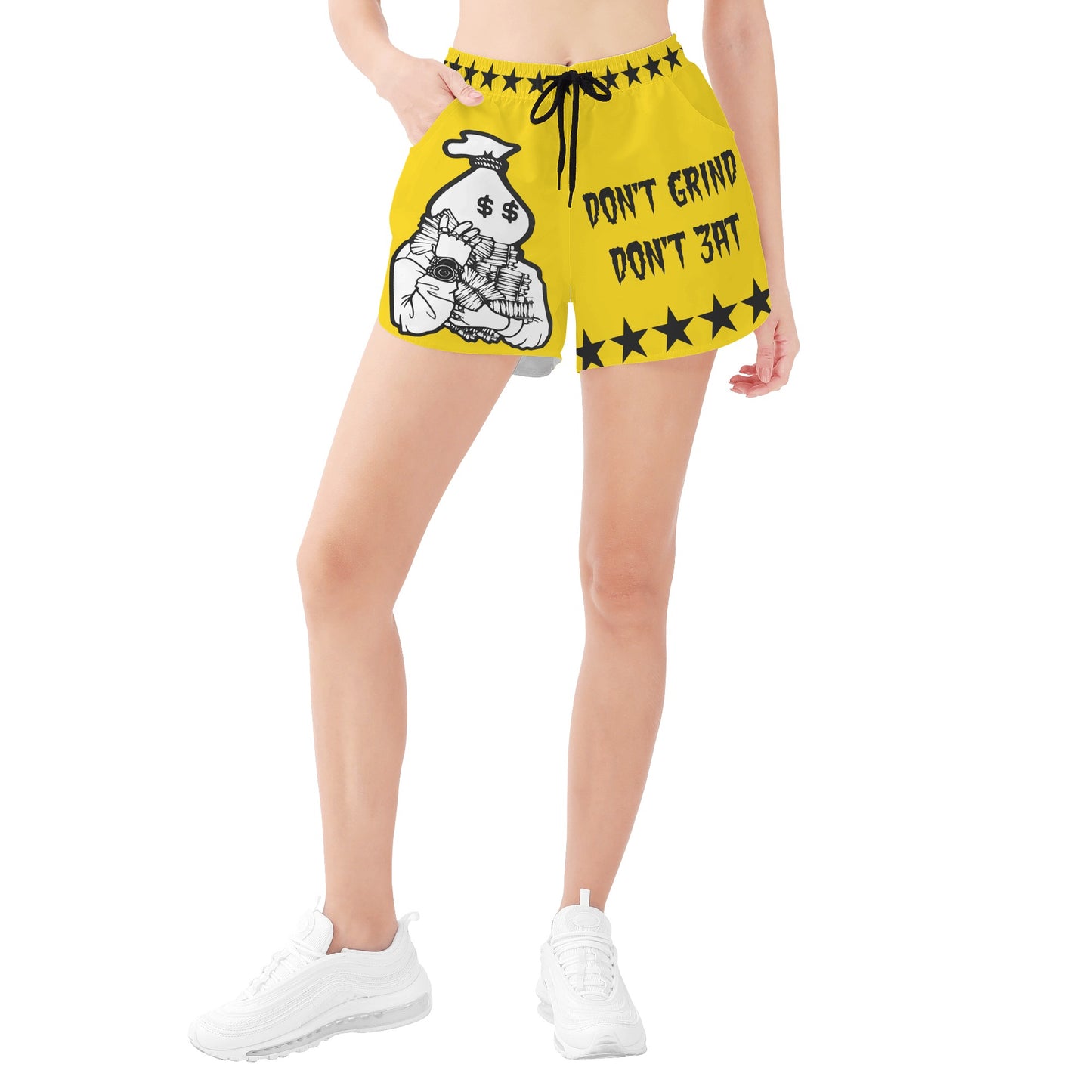 Money Man D.G.D.E (Dont Grind Dont Eat) Edition Womens Gold Shorts