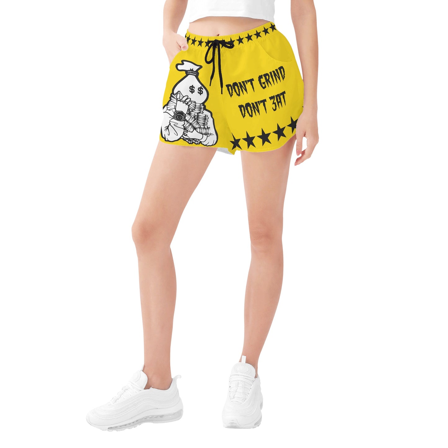 Money Man D.G.D.E (Dont Grind Dont Eat) Edition Womens Gold Shorts