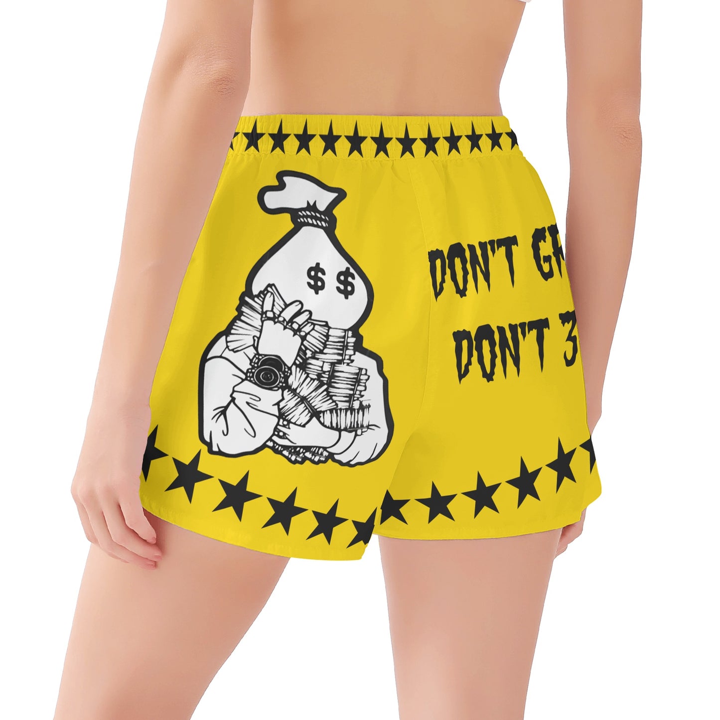 Money Man D.G.D.E (Dont Grind Dont Eat) Edition Womens Gold Shorts