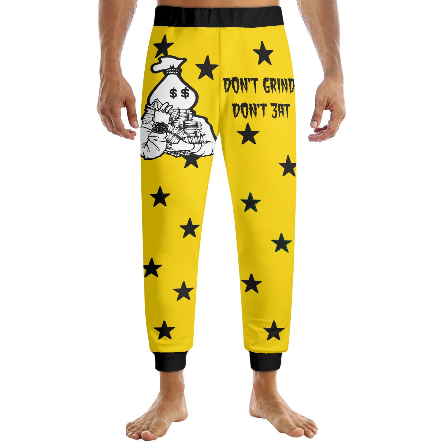 Money Man D.G.D.E (Dont Grind Dont Eat) Mens Gold Sweatpants